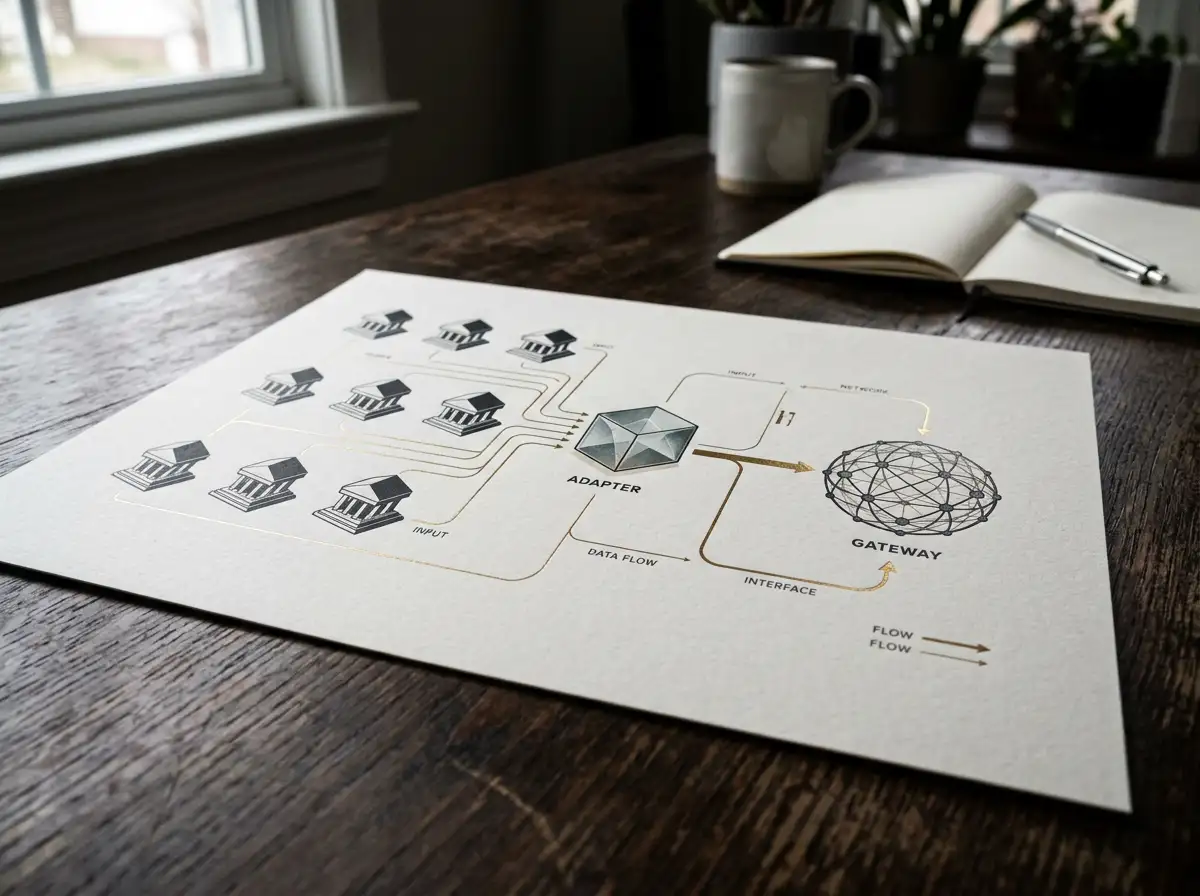 Architekturdiagramm des gemeinsamen Backend-Adapters zwischen STUZZA-Gateway und Landeshypothekenbanken