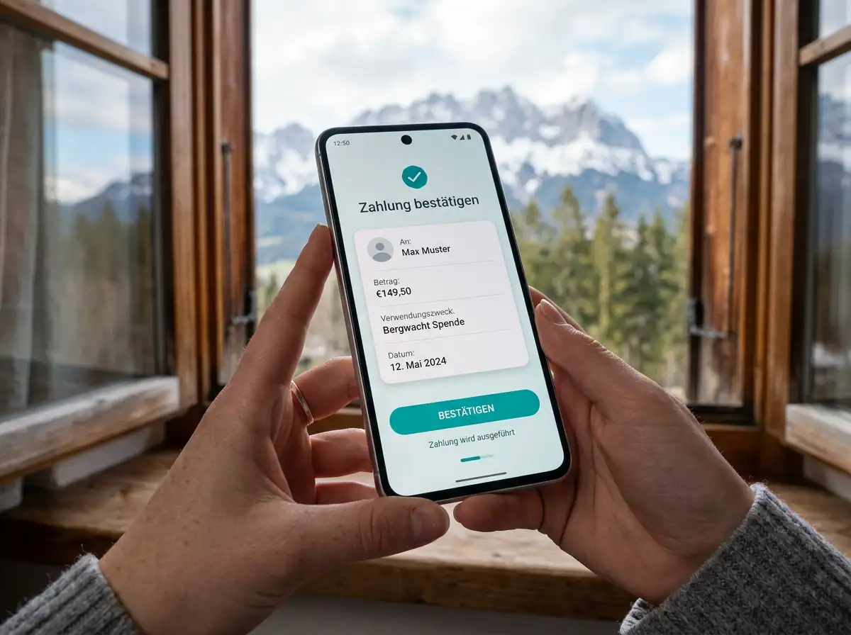 Hypo-Tirol-App mit eps-Bestätigungsmaske während einer Casino-Einzahlung