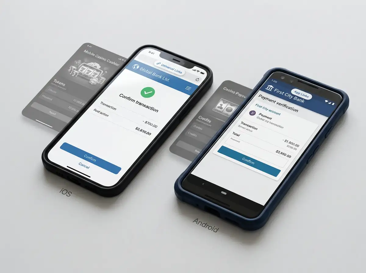 iOS und Android Smartphones im Vergleich der Universal-Links- und App-Links-Übergabe in die Banking-App