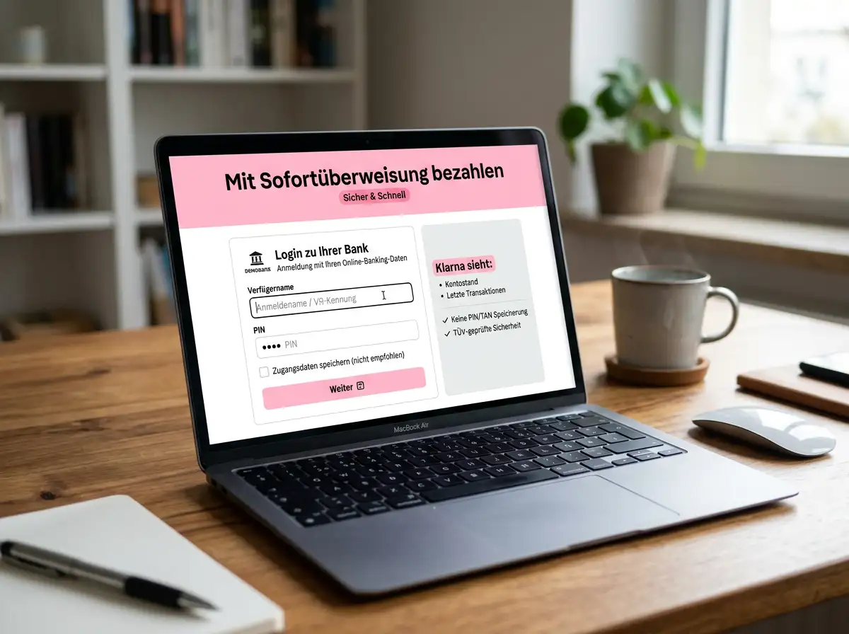 Klarna-Login-Maske, in der das Banking-System Kontostand und Transaktionen zur Bestätigung sichtbar macht