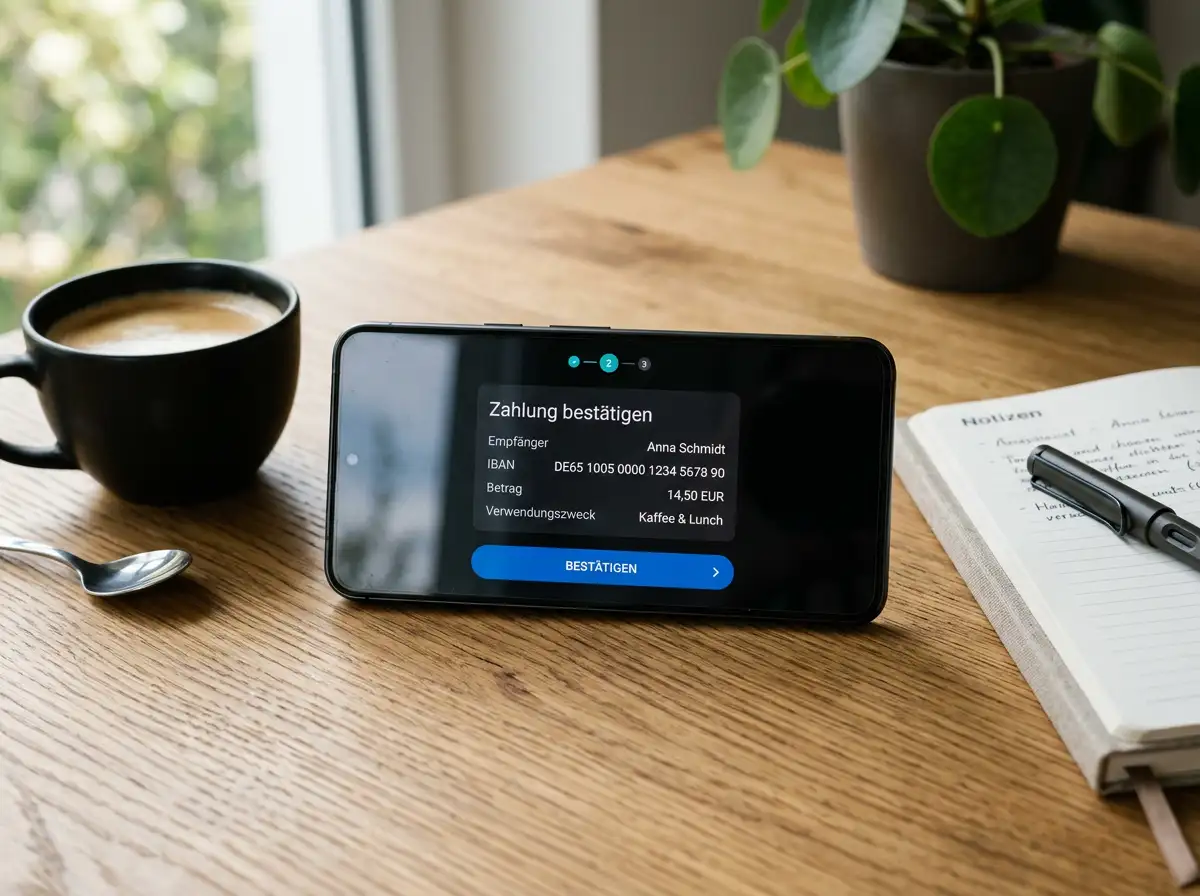 live-Banking-App auf einem Android-Smartphone während des eps-Push-Payment-Ablaufs