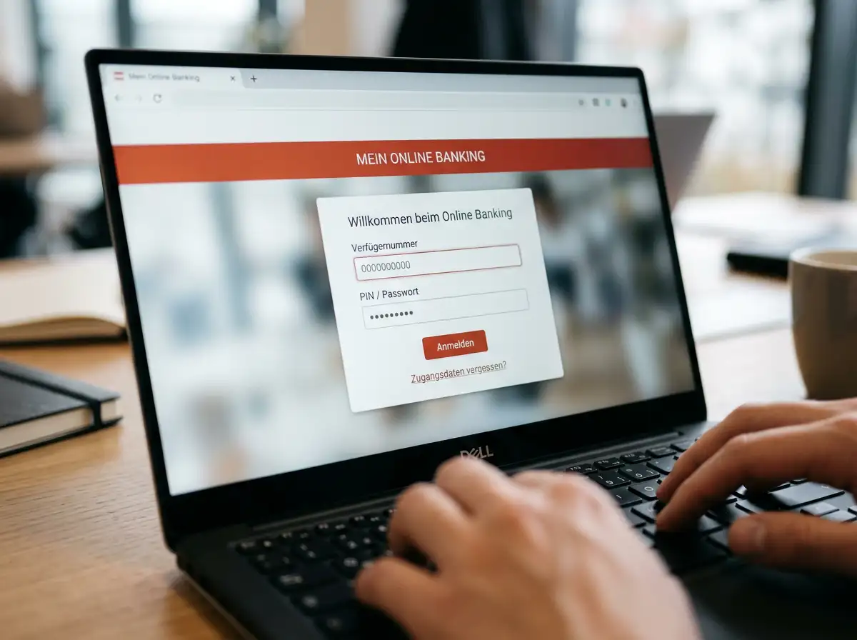 Login-Schritt im Sparkasse-Netbanking während einer eps-Casino-Einzahlung